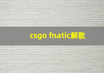 csgo fnatic解散